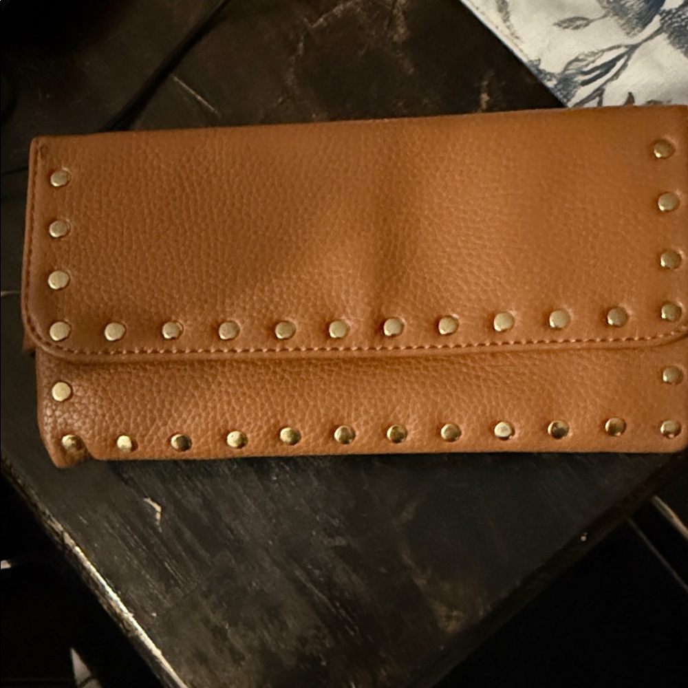 Elegant Tan Studded Leather Wallet